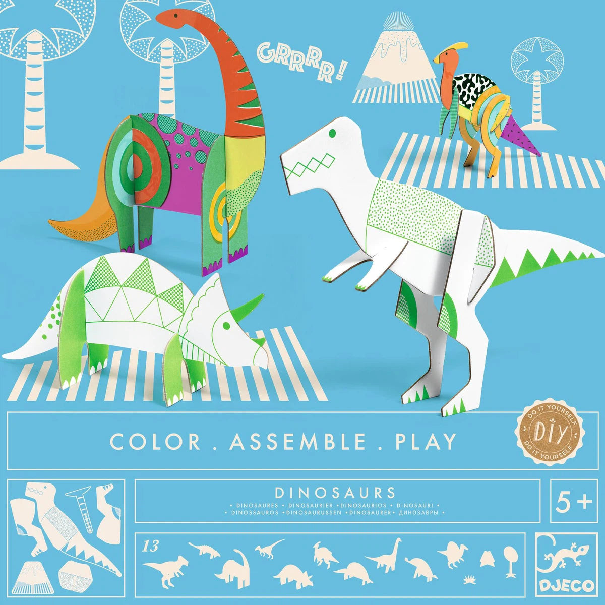 Djeco - Colorear Construir Jugar - Dinosaurios