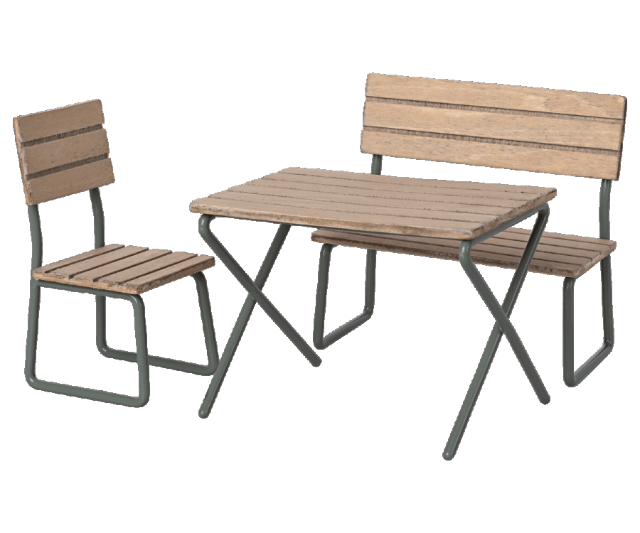 Set de jardín mesa, silla y banco ratoncitos - Maileg